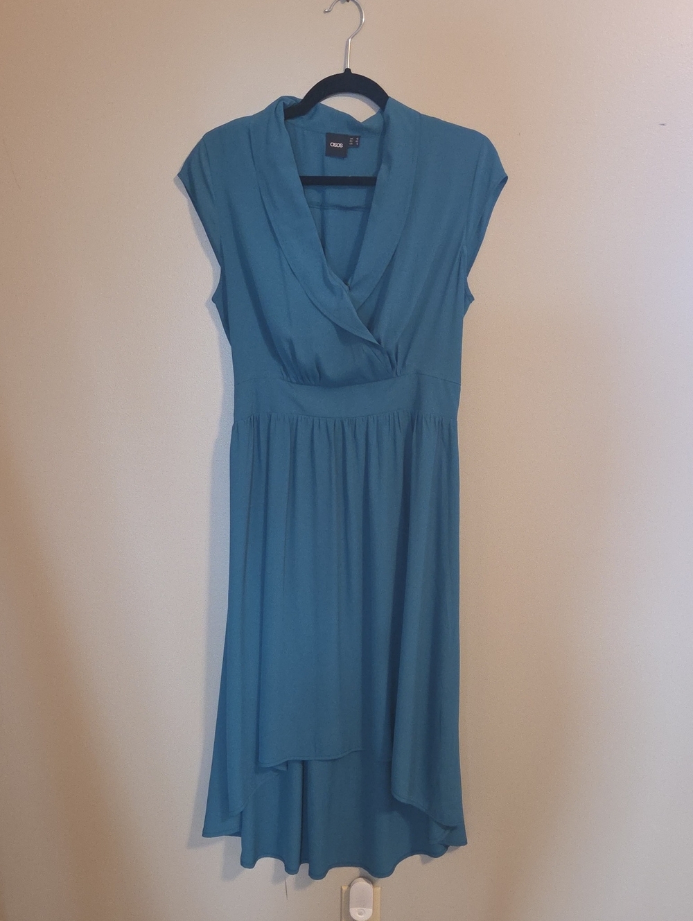 Asos Teal Cap-Sleeve Midi Dress